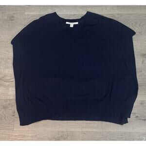 Diane Von Furstenberg Silk Blend Poncho Style Blouse M/L Navy Blue